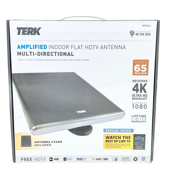 TERK Amplified Flat Indoor HDTV 4K Antenna Multi-Directional - Picture 1 of 4